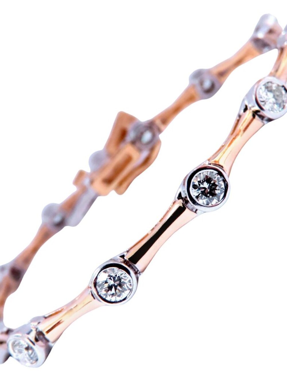 2.80ct Natural Diamonds Flush mount Tube Link Bracelet 14kt 12637*